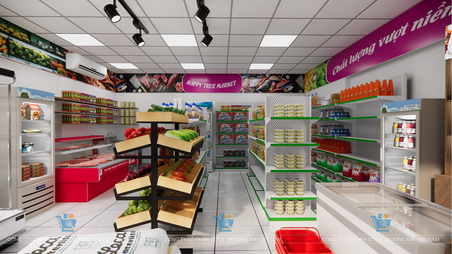 kinh nghiệm mở siêu thị mini ở quê và các gian hàng bày bán